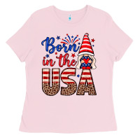 Bubblegum Pink Born in the USA gnome Ladies Tee - Neo Western
