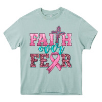 Faith Over Fear With Cross And Ribbon Heavy Core Tee | Teevron