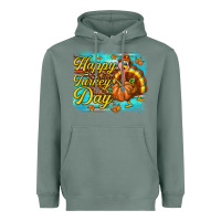 Sage Happy Turkey Day Heavyweight Hoodie - texasbilliewilder