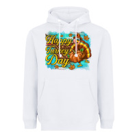 White Happy Turkey Day Heavyweight Hoodie - texasbilliewilder