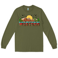 Army Green western Long Sleeve Tee - NancyCooperArtShop