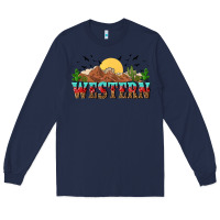 Navy western Long Sleeve Tee - NancyCooperArtShop