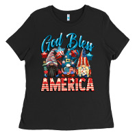 Black God blessed America gnomes 4th of July Ladies Tee - CowGirlArtShop