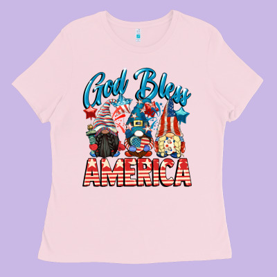God Blessed America Gnomes 4th Of July Ladies Tee Designed By Cowgirlartshop