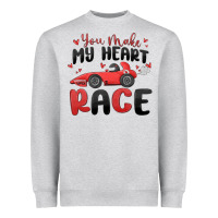 Heather Grey you make my heart race valentine's day Heavyweight Sweatshirt - MaliasSmallBusiness