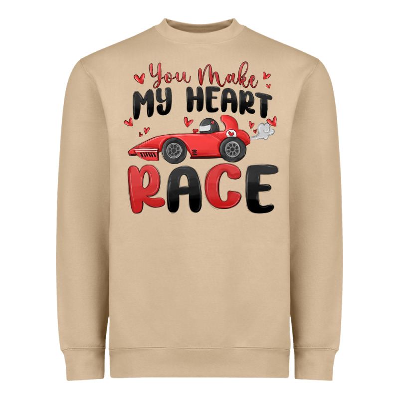 You Make My Heart Race Valentine's Day Heavyweight Sweatshirt by MaliasSmallBusiness | Teevron