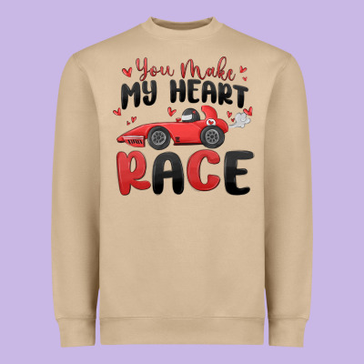 You Make My Heart Race Valentine's Day Heavyweight Sweatshirt Designed By Maliassmallbusiness