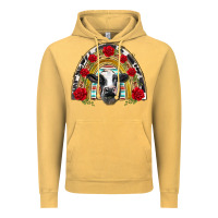 Vintage Mustard black and white baby cow floral rose rainbow Vintage Hoodie - BarkalooDesign