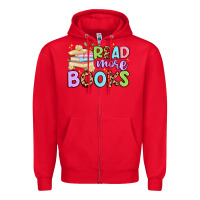 Red read more books Zipper Hoodie - Artiststas