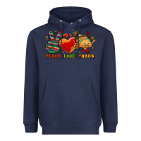 Navy Peace love tacos Heavyweight Hoodie - NancyCooperArtShop