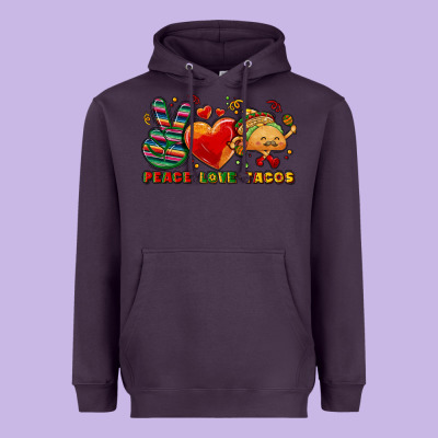 Peace Love Tacos Heavyweight Hoodie Designed By Nancycooperartshop