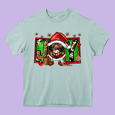 Joy Afro Santa Gnomes Heavy Core Tee Designed By Fadigitalartstudio