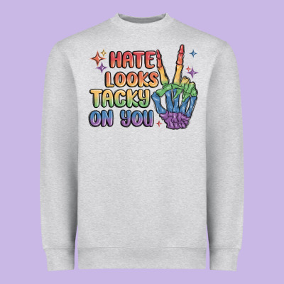 Hate Looks Tacky On You Pride Heavyweight Sweatshirt Designed By Maliassmallbusiness