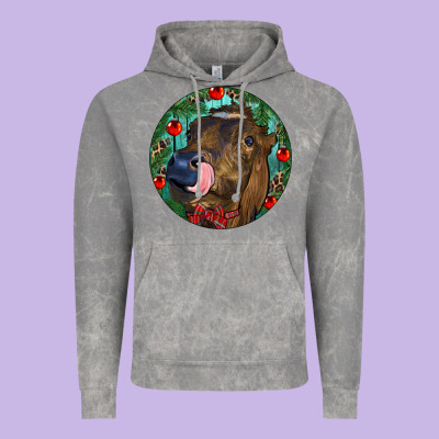 Longhorn Cow Christmas Vintage Hoodie Designed By Ranaportraitstore