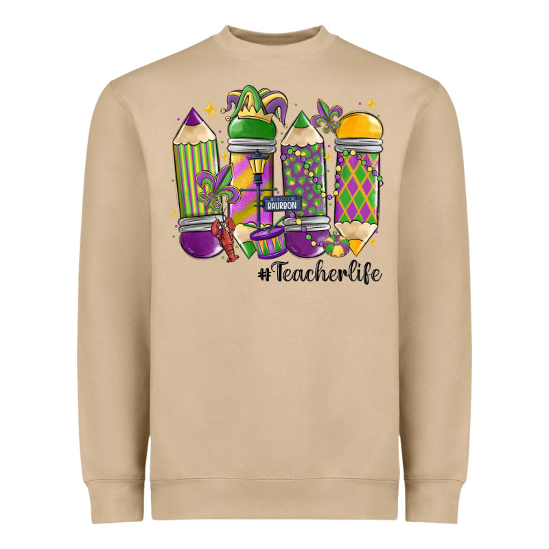 Mardi Gras Teacher Life Heavyweight Sweatshirt by MaliasSmallBusiness | Teevron