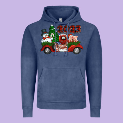 Happy New Year Truck 2023 Vintage Hoodie Designed By Jasminsmagicworld