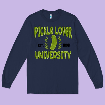 Pickle Lover University Long Sleeve Tee Designed By Maliassmallbusiness