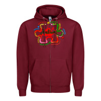 Burgundy autism teacher pencil Zipper Hoodie - Artiststas