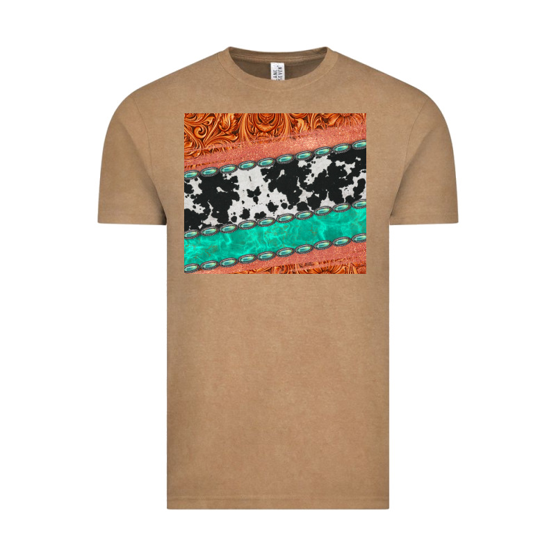 Western Turquoise Gemstone Cowhide  Leather Tumbler Vintage Tee by Jasminsmagicworld | Teevron