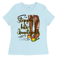 Baby Blue steppin' into juneteenth heels Ladies Tee - HRA Design Shop