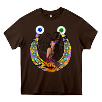 Chocolate Brown Halloween Horseshoe Heavy Core Tee - CowhideDigitalArt