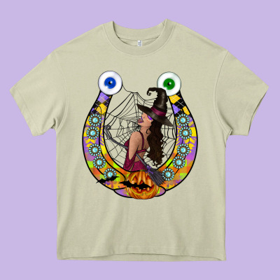 Halloween Horseshoe Heavy Core Tee Designed By Cowhidedigitalart