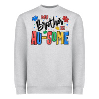 Heather Grey my brother is ausome autism Heavyweight Sweatshirt - MaliasSmallBusiness