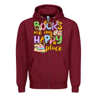 Burgundy books are my happy place Zipper Hoodie - Artiststas
