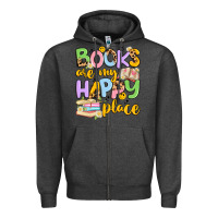 Charcoal Heather books are my happy place Zipper Hoodie - Artiststas