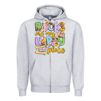 Heather Grey books are my happy place Zipper Hoodie - Artiststas