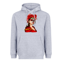 Heather Grey Sugar skull girl Heavyweight Hoodie - NancyCooperArtShop