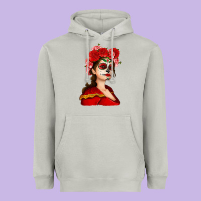Sugar Skull Girl Heavyweight Hoodie Designed By Nancycooperartshop