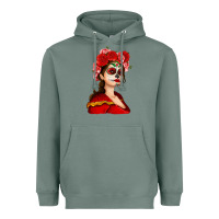 Sage Sugar skull girl Heavyweight Hoodie - NancyCooperArtShop