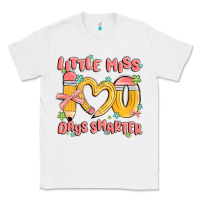 White little miss 100 days smarter Classic Tee - MaliasSmallBusiness