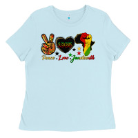 Baby Blue peace love juneteenth raised fist Ladies Tee - HRA Design Shop
