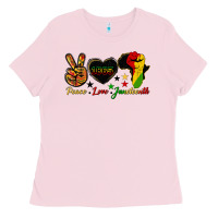 Bubblegum Pink peace love juneteenth raised fist Ladies Tee - HRA Design Shop