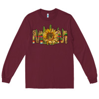 Burgundy western mom with sunflower Long Sleeve Tee - NancyCooperArtShop