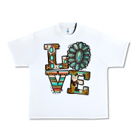 White Turquoise Love Urban Heavy Tee - Jasminsmagicworld