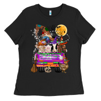 Black Hallloween Farm animals Truck Ladies Tee - CowhideDigitalArt