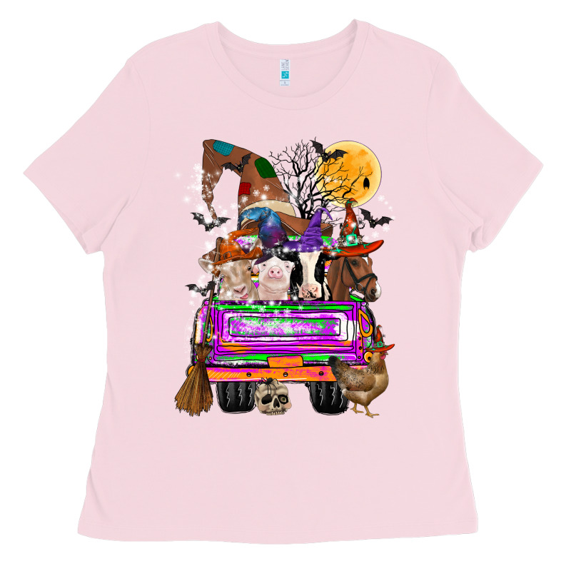 Hallloween Farm Animals Truck Ladies Tee by CowhideDigitalArt | Teevron