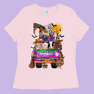 Hallloween Farm Animals Truck Ladies Tee Designed By Cowhidedigitalart