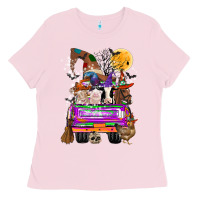 Bubblegum Pink Hallloween Farm animals Truck Ladies Tee - CowhideDigitalArt