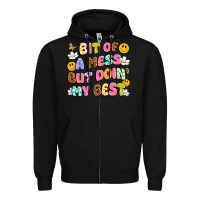 Black bit of a mess but doin' my best Zipper Hoodie - Artiststas