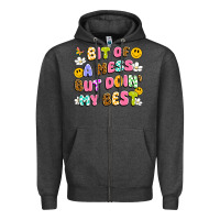 Charcoal Heather bit of a mess but doin' my best Zipper Hoodie - Artiststas