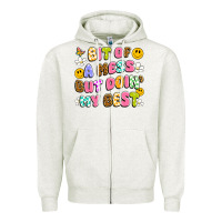 Oatmeal Heather bit of a mess but doin' my best Zipper Hoodie - Artiststas
