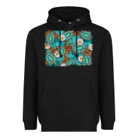 Black Leopard and Turquoise Gemstone Background Heavyweight Hoodie - texasbilliewilder
