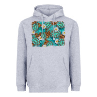 Heather Grey Leopard and Turquoise Gemstone Background Heavyweight Hoodie - texasbilliewilder