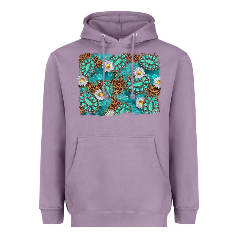 Leopard And Turquoise Gemstone Background Heavyweight Hoodie by texasbilliewilder | Teevron