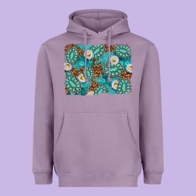 Leopard And Turquoise Gemstone Background Heavyweight Hoodie Designed By Texasbilliewilder