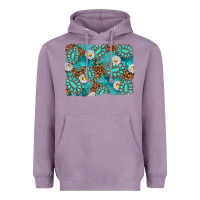 Lavender Leopard and Turquoise Gemstone Background Heavyweight Hoodie - texasbilliewilder